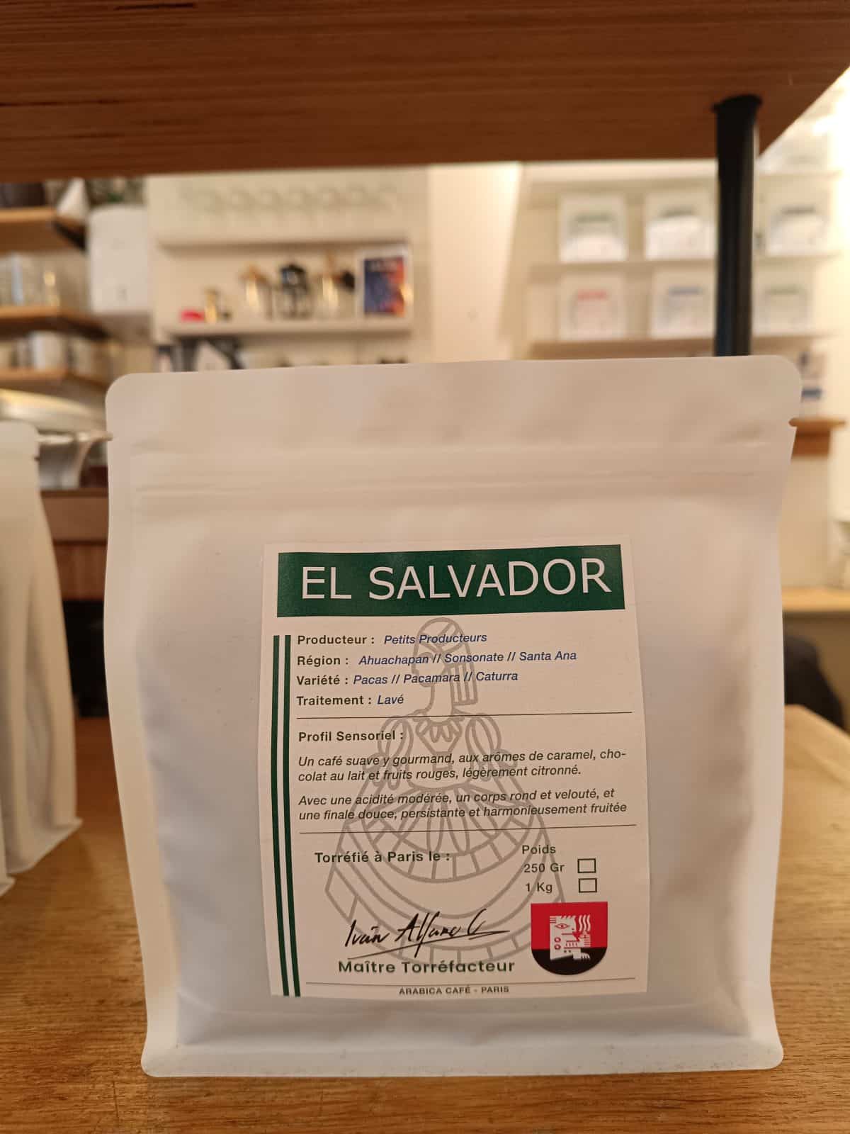 Sachet de café en grain El Salvador 250 g torréfié à Paris